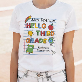 Camiseta Papelería Escolar & Garabatos Hola Tercer Grado
