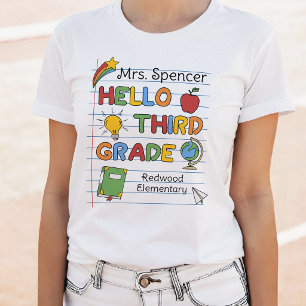 Camiseta Papelería Escolar & Garabatos Hola Tercer Grado