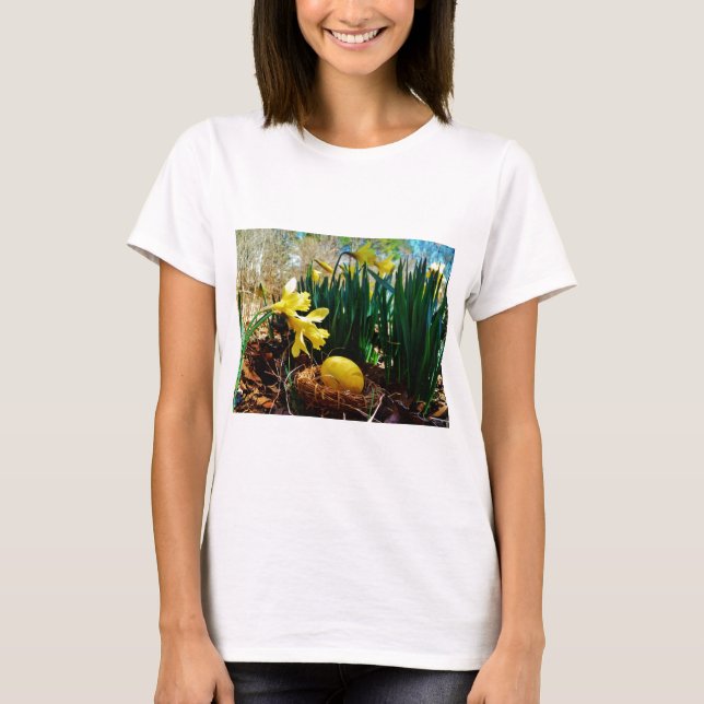 Camiseta Papeles amarillos y huevo de Pascua Amarillo (Anverso)