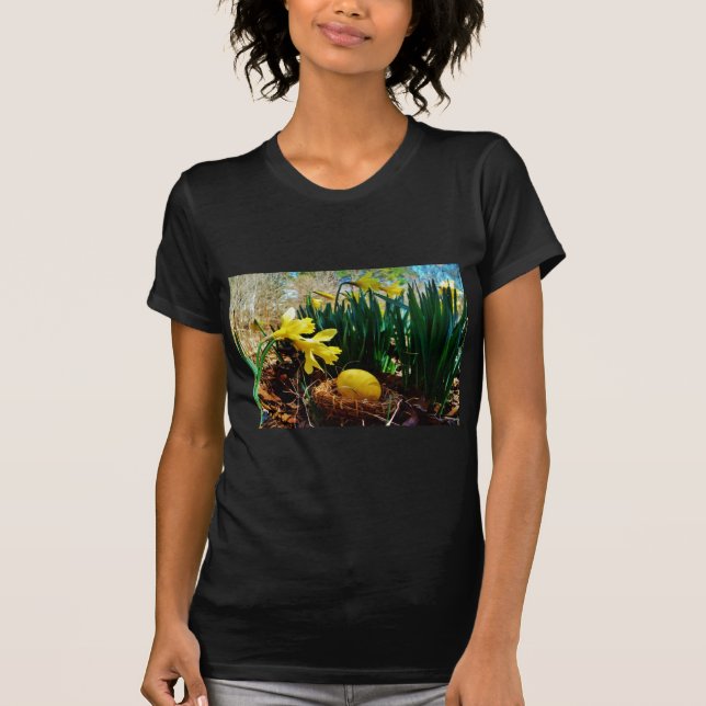 Camiseta Papeles amarillos y huevo de Pascua Amarillo (Anverso)