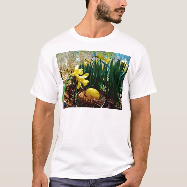 Camiseta Papeles amarillos y huevo de Pascua Amarillo (Anverso)