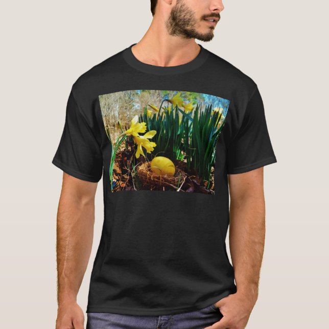 Camiseta Papeles amarillos y huevo de Pascua Amarillo (Anverso)