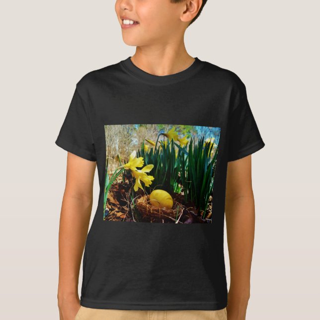 Camiseta Papeles amarillos y huevo de Pascua Amarillo (Anverso)
