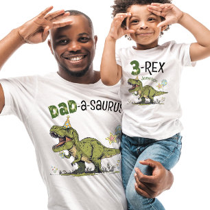 Camiseta Papi-a-saurus Dinosaur Temática Niños Fiesta de cu