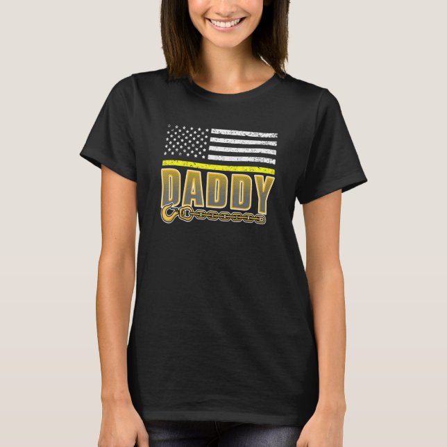 Camiseta Papi Amarillo delgado línea 911 policía despachado (Anverso)