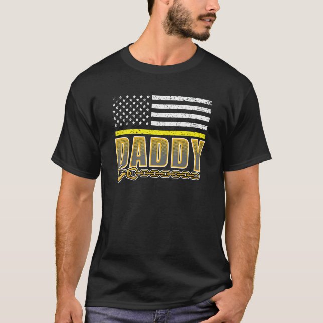 Camiseta Papi Amarillo delgado línea 911 policía despachado (Anverso)