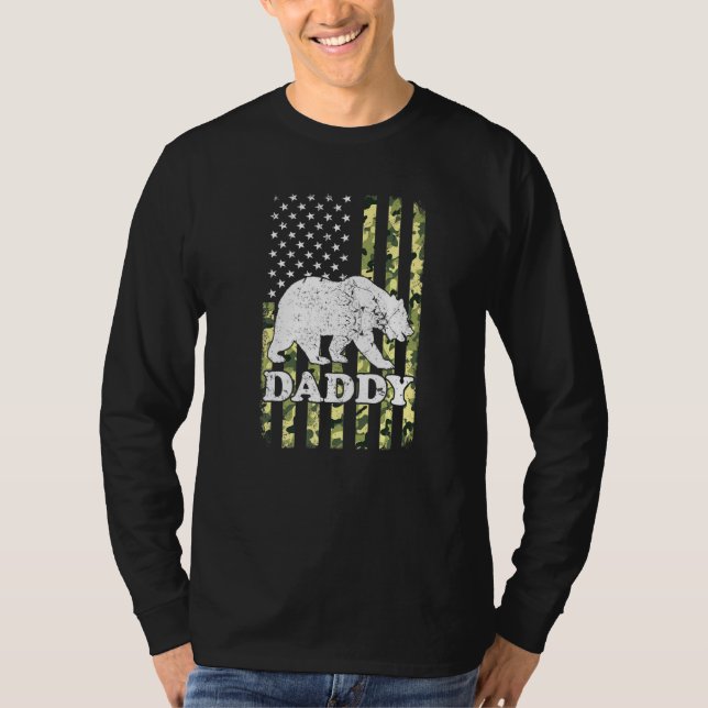 Camiseta Papi Bear Camping Camuflaje Senderismo Eeuu Americ (Anverso)