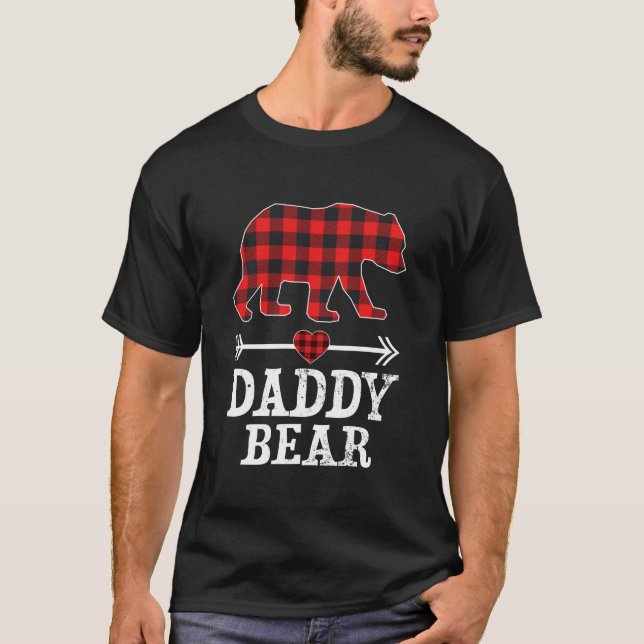 Camiseta Papi Bear Navidades Pajama Red Plaid Buffalo (Anverso)