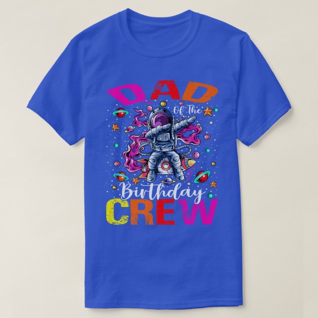 Camiseta Papi Birthday Crew Astronauta Planetas Espaciales  (Diseño del anverso)