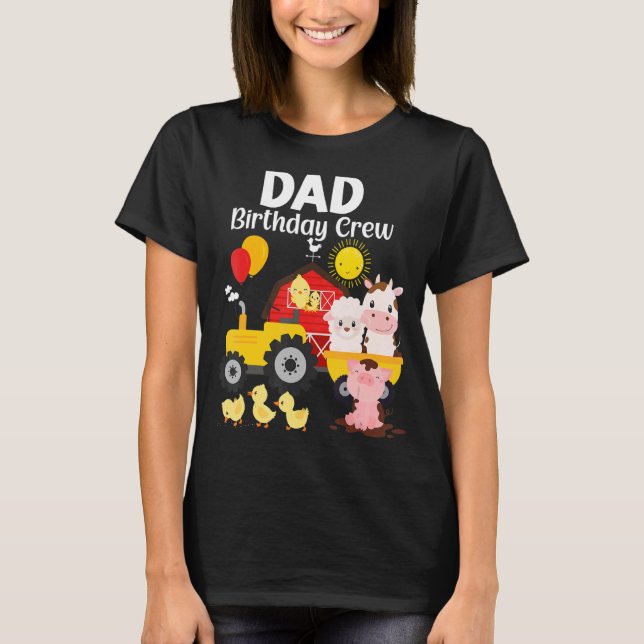 Camiseta Papi Birthday Crew Tractor Barnyard Farm Animals B (Anverso)