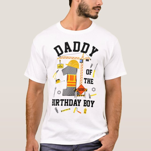 Camiseta Papi Constructor del niño de primer cumpleaños (Anverso)