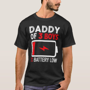 Camiseta Papi de 3 niños con batería baja papá feliz día de