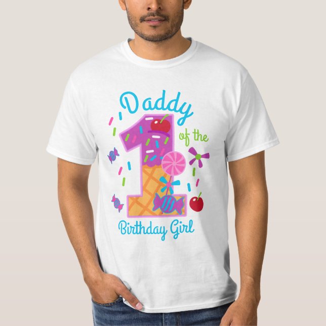 Camiseta Papi de Candyland de la primera copa de cumpleaños (Anverso)