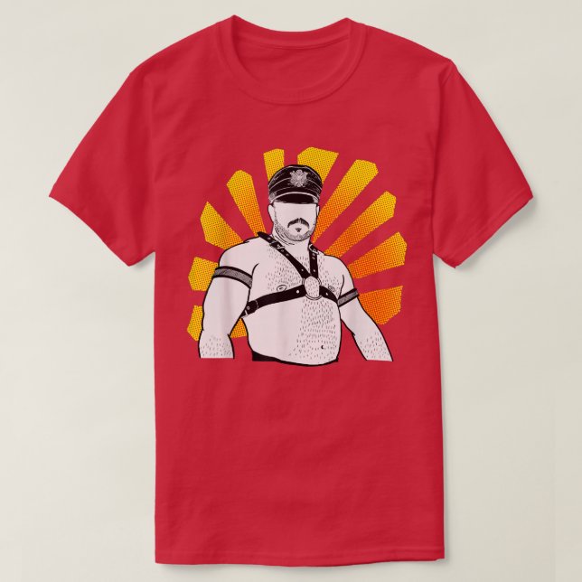 Camiseta Papi de cuero, cuero de oso, rosa, bigote (Diseño del anverso)