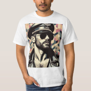 Camiseta Papi de cuero gay moto Tom de arte tributo de Finl