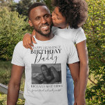 Camiseta Papi de cumpleaños celestial | Memorial fotográfic<br><div class="desc">Camiseta conmemorativa de papá,  cumpleaños celestial,  con foto y texto editable. Todos los estilos de fuente,  tamaños y colores se pueden cambiar haciendo clic en el enlace posterior del personalizar después de la personalización.</div>