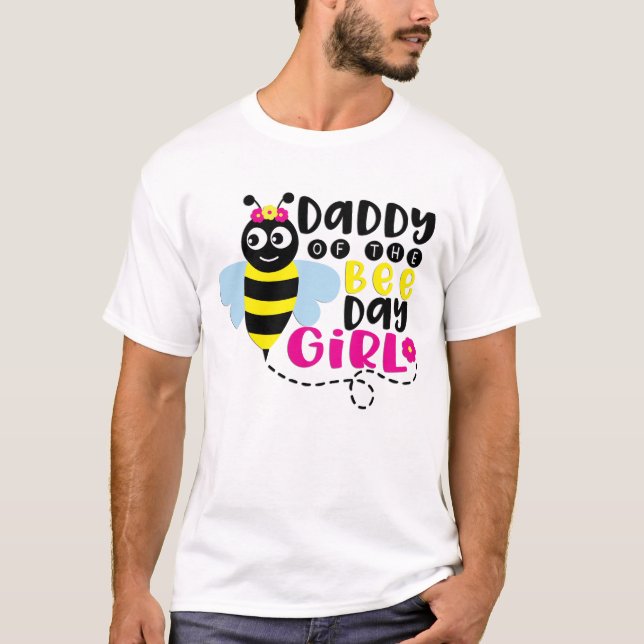 Camiseta Papi De La Abeja Chica De Cumpleaños (Anverso)