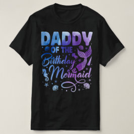 Camiseta Papi De La Acuarela De La Sirena De Cumpleaños