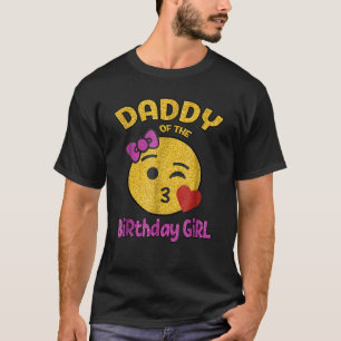 Camiseta Papi de la Emoji Chica de cumpleaños  Beso rosa co