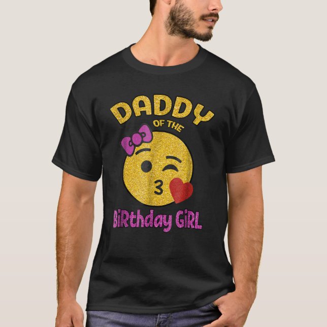 Camiseta Papi de la Emoji Chica de cumpleaños  Beso rosa co (Anverso)