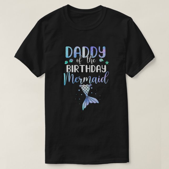 Camiseta Papi De La Familia De La Sirena De Cumpleaños (Diseño del anverso)