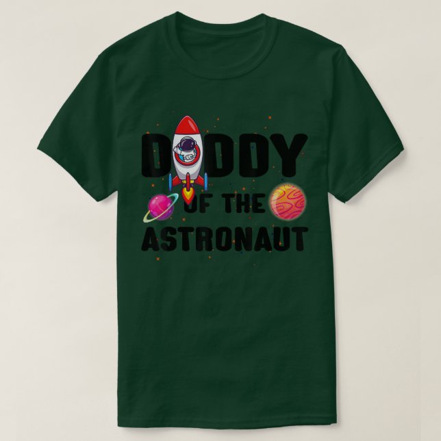 Camiseta Papi De La Fiesta De Cumpleaños Del Tema Espacial  (Diseño del anverso)