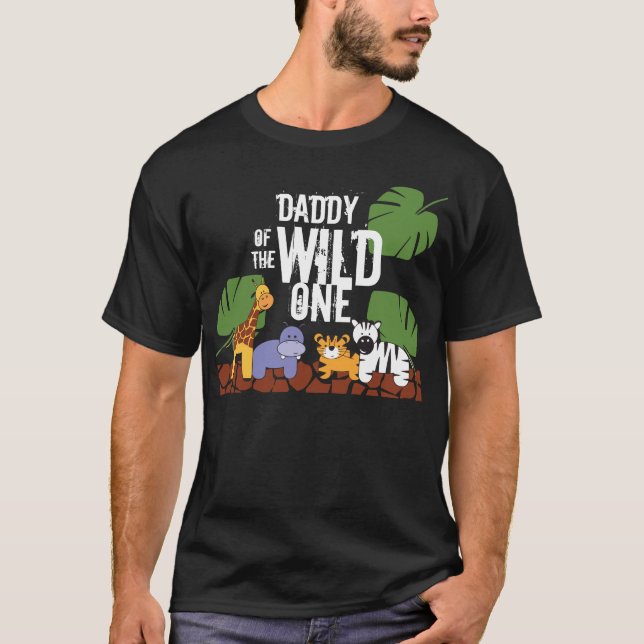 Camiseta Papi de la Primera Fiesta de Nacimiento de Safari  (Anverso)