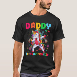 Camiseta Papi De La Princesa De Cumpleaños Dabbing Unicorn