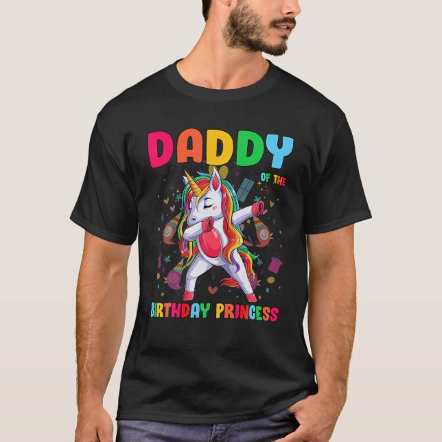 Camiseta Papi De La Princesa De Cumpleaños Dabbing Unicorn  (Anverso)