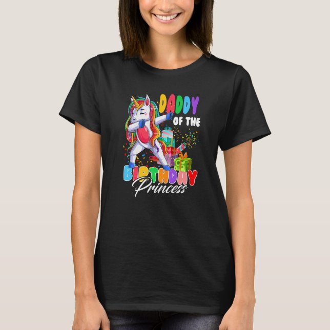 Camiseta Papi De La Princesa De Cumpleaños Dabbing Unicorn  (Anverso)