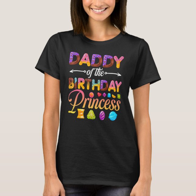 Camiseta Papi De La Princesa De Cumpleaños Donut Chica De C (Anverso)