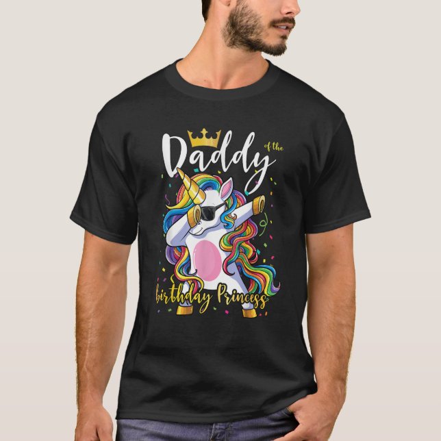 Camiseta Papi de la princesa de cumpleaños Unicorn (Anverso)
