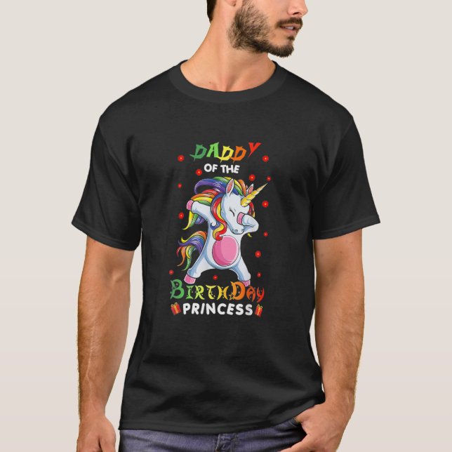 Camiseta Papi De La Princesa De Cumpleaños Unicorn Chica, N (Anverso)