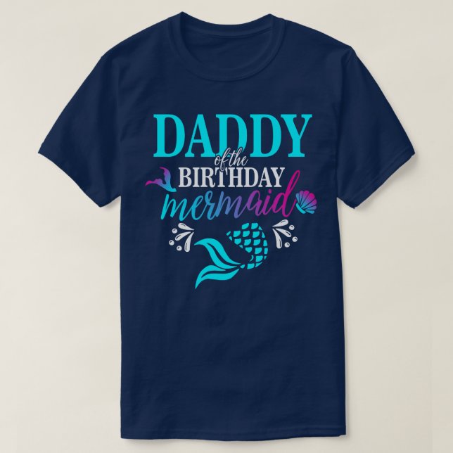 Camiseta Papi De La Sirenita De Cumpleaños Que Coincide Con (Diseño del anverso)