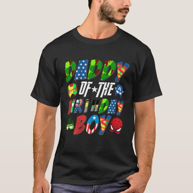 Camiseta Papi de la superheroína bebé de cumpleaños (Anverso)