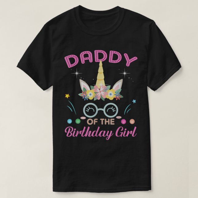 Camiseta Papi De Las Madres De Unicornio, Chica De Cumpleañ (Diseño del anverso)