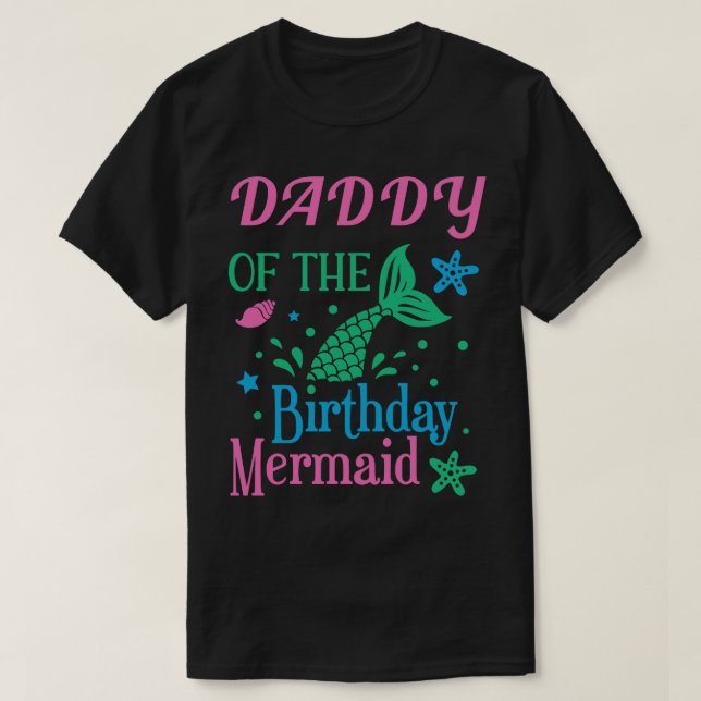 Camiseta Papi De Las Sirenas De Cumpleaños (Diseño del anverso)