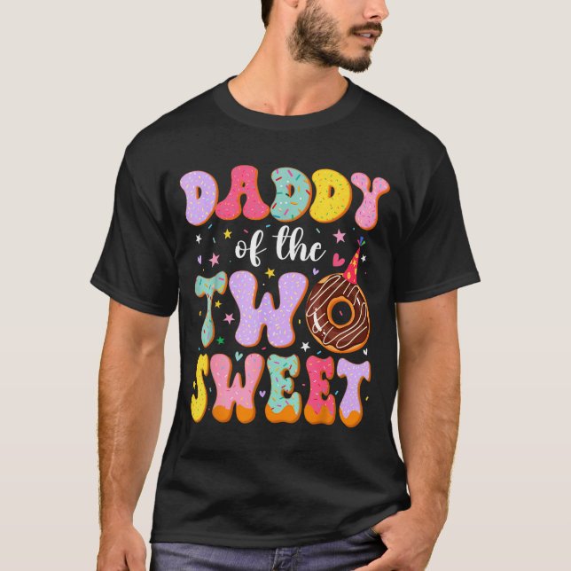 Camiseta Papi de los dos dulces cumpleaños 2 Donut Bday Par (Anverso)