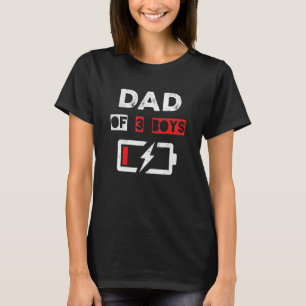 Camiseta Papi De Los Hombres Bajas Batería Papá De Tres Niñ