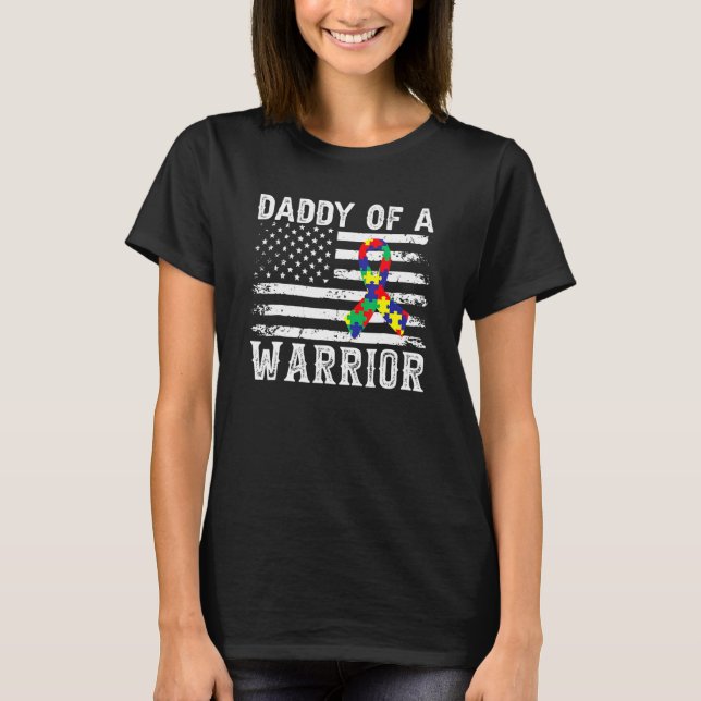 Camiseta Papi De Un Guerrero Concienciador De Autismo Para  (Anverso)