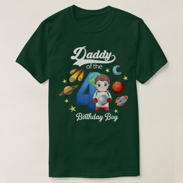 Camiseta Papi del astronauta de cumpleaños T-Shirt (Diseño del anverso)