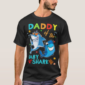Camiseta Papi Del Bebé El Cumpleaños Del Tiburón Papi Shark