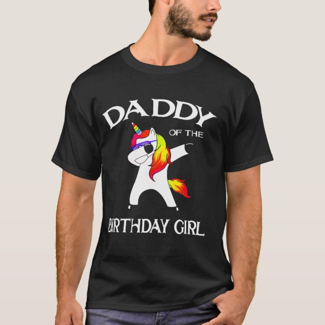 Camiseta Papi del Chica de cumpleaños cute unicornio (Anverso)
