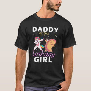 Camiseta Papi Del Chica De Cumpleaños Dabbing Unicorn Kawai
