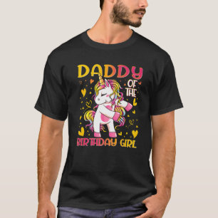 Camiseta Papi Del Chica De Cumpleaños Flosing Unicorn Dad