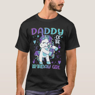 Camiseta Papi Del Chica De Cumpleaños Flosing Unicorn Dad