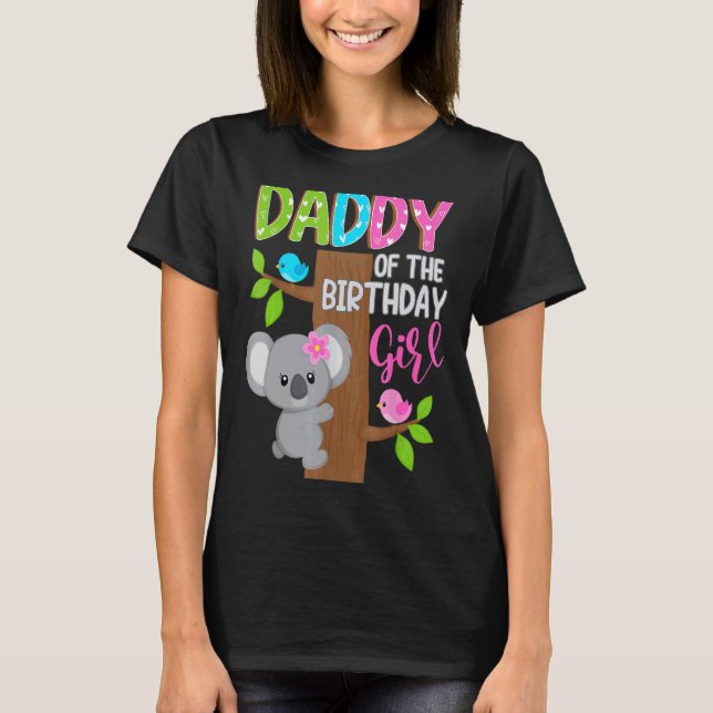 Camiseta Papi Del Cumpleaños Familia De Chicas De Koala B (Anverso)