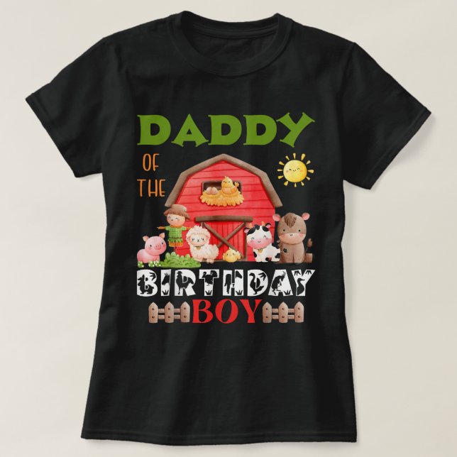 Camiseta Papi Del Fiesta C De Nacimiento Animal De La Granj (Diseño del anverso)