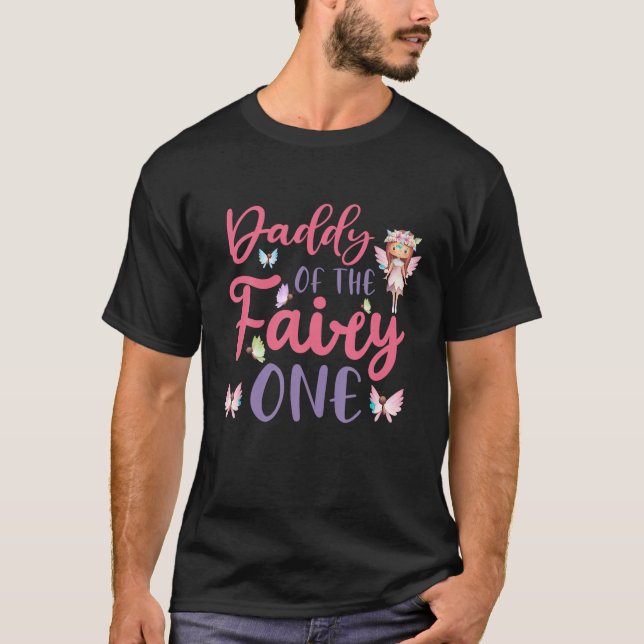 Camiseta Papi Del Hada Chica De Primer Cumpleaños Fairy Bir (Anverso)