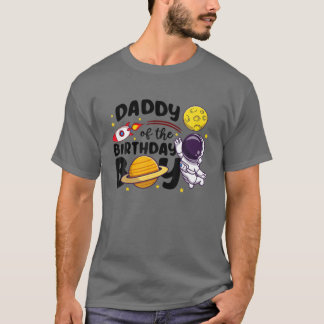 Camiseta Papi Del Niño Astronauta De Cumpleaños Tema Bi